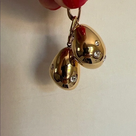 Celine Gold Drop Earrings with Crystal Accents - Picture 6 of 7